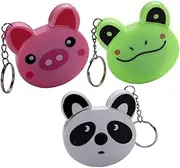Outanaya 3Pcs Animal Keychain Tape Measure Flexible Retractable Body Measuring Tape for Sewing and Crafts Safe Edges Compact Design Panda Frog Pig