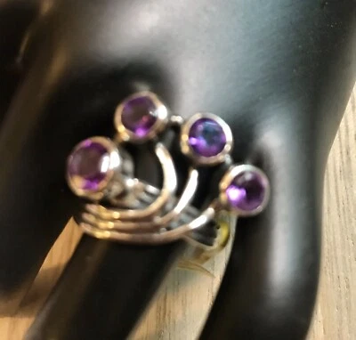 Artisan Crafted Amethyst Sterling Silver Ring Size 8 NWT