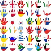 Fullhawl 36 Pcs World Flags Bulletin Board Cutouts Hand International Flags Around The World for Classroom Decorations 5.5 x 5 Inch Country Multicultural Paper Handprint Decor School Wall Door Party