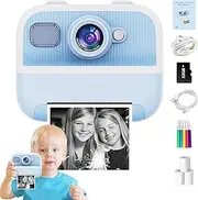Kids Camera Instant Print, 1080P HD Digital Camera with 32GB Card & 3 Rolls Photo Paper, Instant Camera Toys, Cute Children Camera for Boys Girls Kids
