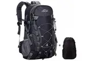 WASSUP 40L Hiking Backpack Outdoor Waterproof Camping Trekking Rucksack Traveling Climbing Backpack with Rain Cover-Black