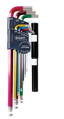 Eight Tool TELC-S9NP Taper Head Hex Key Set of 9 Pcs. Includes Cheater Bar