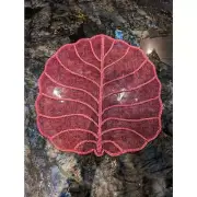 Set of 6 Vintage Burgundy Hand Made Coconut Fiber Wooven Leaf Placemats