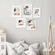 Deluxe Gallery Photo Wall Frame Set H - 5 Frames - White