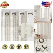 Farmhouse Style Boho Curtains with Grommet Top - 72 Inch Light Filtering Panels