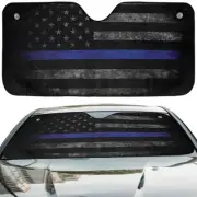 Thin Blue Line Subdued American Flag Car Windshield Sunshade