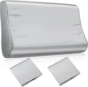 2 Pcs Silk Pillowcase for Memory Foam Neck Satin Pillow Case for Contoured Support Headrest Wave Shape Soft Smooth Headrest Cover (Light Gray)