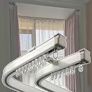 Flexible Bay Window Curtain Track 3.3ft–9.8ft, Bendable Ceiling Mounted Rail, Room Divider Track for RV, Shower, Bedroom, Office Use