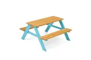 Teamson Kids Outdoor Picnic Table & Bench Set, Aqua/Natural