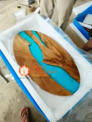 Oval Shape Epoxy Table Top Handmade Resin Dining Table, Walnut Coffee Table Buy