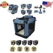 Portable 20" Soft Dog Crate with Fleece Bed and 3 Access Points - Indoor/Outdoor