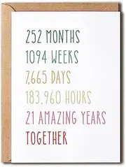 EruditeGifts Anniversary Card - Funny 21 Years Wedding Anniversary Card - Funny Wedding Anniversary Card - EruditeGifts Anniversary Card For Him Her