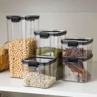 在飛比找松果購物優惠-簡約風格 PET 密封罐 透明食品儲存罐廚房小清新收納盒 (