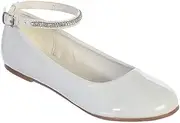 [iGirlDress] Girls Patent Rhinestone Ankle Strap Flats Dress Shoes Size 9- Size 5 Youth