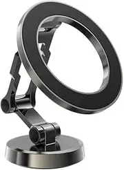Acefast Magnetic Phone Holder for Car, Zinc Alloy Folding Magnetic Car Phone Holder Mount, 360° Rotation Universal Dashboard Phone Holder Magnetic Car Mount for All Smartphones (Metal Gray)