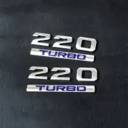 2 Sets 220 TURBO Chrome Blue Metal Decal Emblem StickerBadge Luxury Hatchback 3D (for: Peugeot)