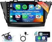 [8 CORE 2G+64G] Car Radio for Toyota Prius Plus V Alpha 2012-2017 with Wireless Carplay/Android Auto, 9 Inch Android 13 IPS Touch Screen Car Stereo, Bluetooth, GPS, WiFi, SWC, DSP + Backup Camera