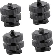 LAPYAPPE 4Pcs Aluminum Alloy Hot Shoe Mount Adapter Cold Shoe Flash Adapter for Tripod Installation Durable Camera Accessory for Digital Recorders and Dslrs