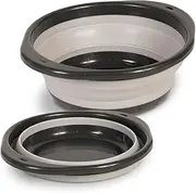 Glad Large Mixing Bowl Collapsible - 5.5L | Foldable Plastic & Rubber Container with Handles for Baking | Dishwasher Safe Kitchen Supplies and RV Essentials Gray