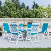 Garden Highback Chair Cushions 6 pcs Blue 120x50x3 cm Fabric vidaXL