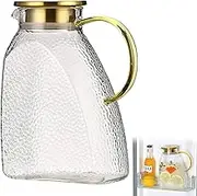 Fridge Door Water Jug with Handle, Fridge Door Water Pitcher for Hot/Cold Water, Glass Jug Glass Pitcher with Lid, Iced Tea Pitcher, Glass Water Pitcher for Iced Tea, Juice, Lemonade Tea by Mruyhtop