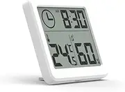 ibasenice Thermometer Bedside Hydrometer Home Office Room Indoor Clock Hygrometer Humidity