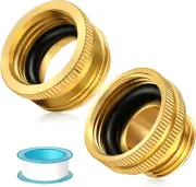Brass Garden Hose Adapter Set with Rubber Gaskets and Sealant Tape