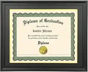 LTYHHK 12x17 Diploma Frame Solid Wood Black, Displays 12x17 Diplomas with Black Over Gold Mat or 16x20 Inch Without Mat, 12x17 Diploma Frame 12x17 inch Certificate Frames (L23B1620BG1217)