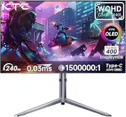 [KTC] 27-inch OLED Gaming Monitor | QHD 2560x1440P | 240Hz 0.03ms GTG | 1.5M:1 Contrast Ratio | DisplayHDR True Black 400 | 65W USB Type-C | Dual Speakers | Comes with Type-C, HDMI & DP Cables Included