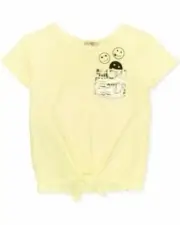 Kandy Kiss Girls Smile Tie-Front T-Shirt Yellow X-Large