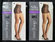 West Loop Control Top Sheer Toe Size B Jet Black 2 Pair