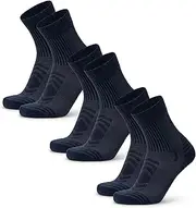 [DANISH ENDURANCE] Lightweight Merino Hiking Socks, Outdoor & Trekking Socks, Wool Socks, Padded, Anti-Blister, for Men & Women, 3 Pairs, navy, 10-13 US