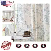 Elegant Floral Linen Blend Curtains - 96 Inch Light-Filtering Drapes 2 Panels