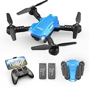 Drones with Camera for Kids 1080P HD FPV,Mini RC Drone for Beginners with 3D Flips,Headless Mode,Voice Control,One Key Sart, Speed Adjust, Altitude Hold, 2 Batteries