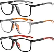 Reading Glasses for Men Sporty Design TR90 Blue Light Blocking Reader Comfortable and Flexible Lightweight