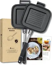 Qoovel Japanese Hot Sandwich Maker Direct Fire Split Plates Recipe Book