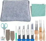 FwQoFvk 113Pcs Needle Felting Tool Kit, Needle Felt Starter Kit, DIY Needle Felting Supplies, Complete Needle Felting Kit with Wool Felt Pad for Beginners Grey