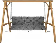 Waterproof Swing Bench Cushion, Comfortable Lounger Seat Cushions Furniture Lounge Cushions, with Backrest Chair Cushion for Patio Outdoor Indoor(Gray,47.2 * 39.4 * 3.9inch)