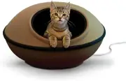 Heated Cat Bed for Large Cats, Thermo-Kitty Mod Dream Pod Heated Cat Cave Tent H
