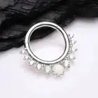 14 Karat Gold Multi-Gem Goddess Fire Opal Seamless Clicker Hoop Ring