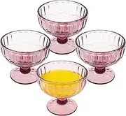 SAFYY Vintage Glass Bowls Ice Cream Cups Dessert Bowls Thickened Footed Mini Desert Bowls for Ice Cream,Fruit,Pudding,Salad,Snack,Nuts - Premium Glass Serving Dishes,Mini Trifle Bowl Set of 4 Purple