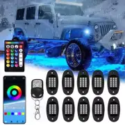 10 Pod RGB LED Rock Light Underglow Lamp Offroad Truck ATV Bluetooth APP Control
