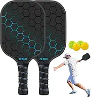 Pickle Ball Paddle Set, Pickle Ball Kit Paddle Ball Rackets, Fiberglass Pickle Ball Paddles with 4 Pickle Balls, Pickle Ball Racket for Kids, Adults, Family, Gear for Beginners