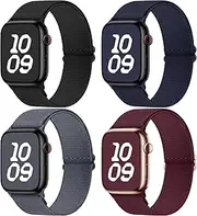 Fullmosa 4 Pack Nylon Strap Compatible with Apple Watch Band 42mm 41mm 40mm 38mm 49mm 46mm 45mm 44mm, Water-Resistant Durable Stretch Bands for iWatch Series 10 9 8 7 6 5 4 3 2 1 Ultra SE
