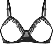 [GRRKDFQ] Women's Pyjama Sets See Through Sheer Mesh Open Cups Bra