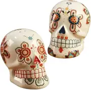 La Vida 26668 Sugar Skull 3D Day of the Dead DOD Salt & Pepper Set Ceramic