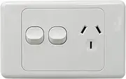 Contech CLSOL 1 Gang 2 Way Single Power Point & Wall Light Switch, SAA Approved GPO, 10A 250V PVC White