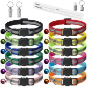 12 Pack Reflective-Breakaway Cat Collars with Bells,Safety Buckle Kitten Collar.