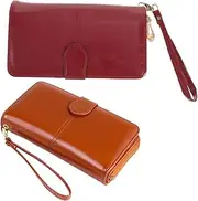 [BESPORTBLE] 2pcs Vintage Faux Leather Wallet for Women Compact Zipper Purse Travel Friendly Handheld Design for Storing Cards Coins and Essentials