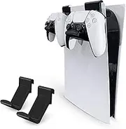 PS5 Game Controller Console Holder Mount (2 Pack) for Playstation PS5 DualSense Gamepad, Hook-On Hanger Design, No Damage or Adhesive (Black), by Brainwavz